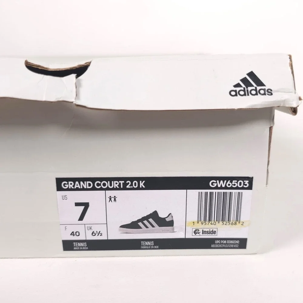 Adidas Grand Court 2.0 Kids‎ Sneaker GW6503 Black White Size 7